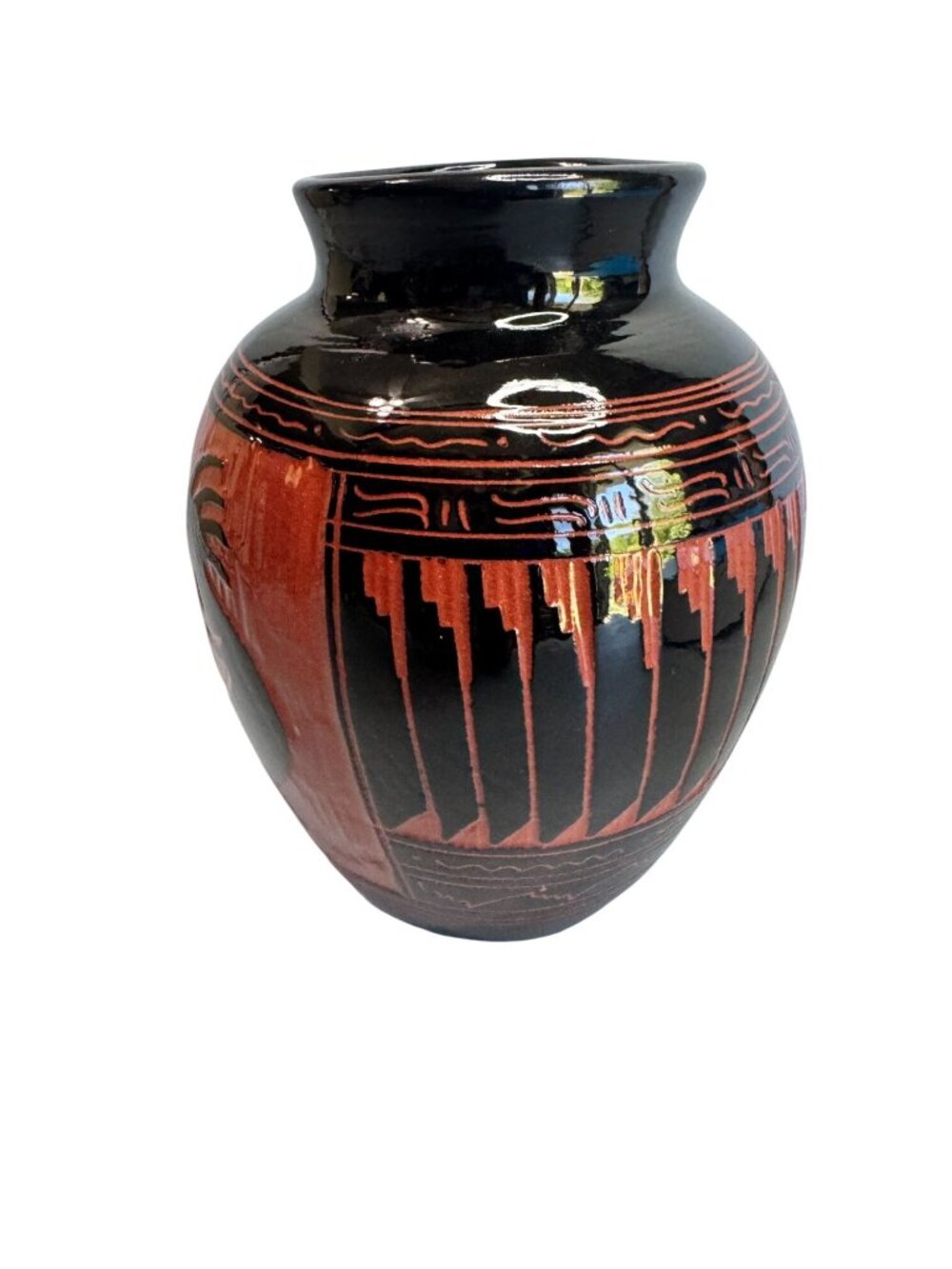 Navajo Crafted Terracotta Pottery Vase Kokopelli Signed T Wachtil Dated 2004 - Picture 4 of 7
